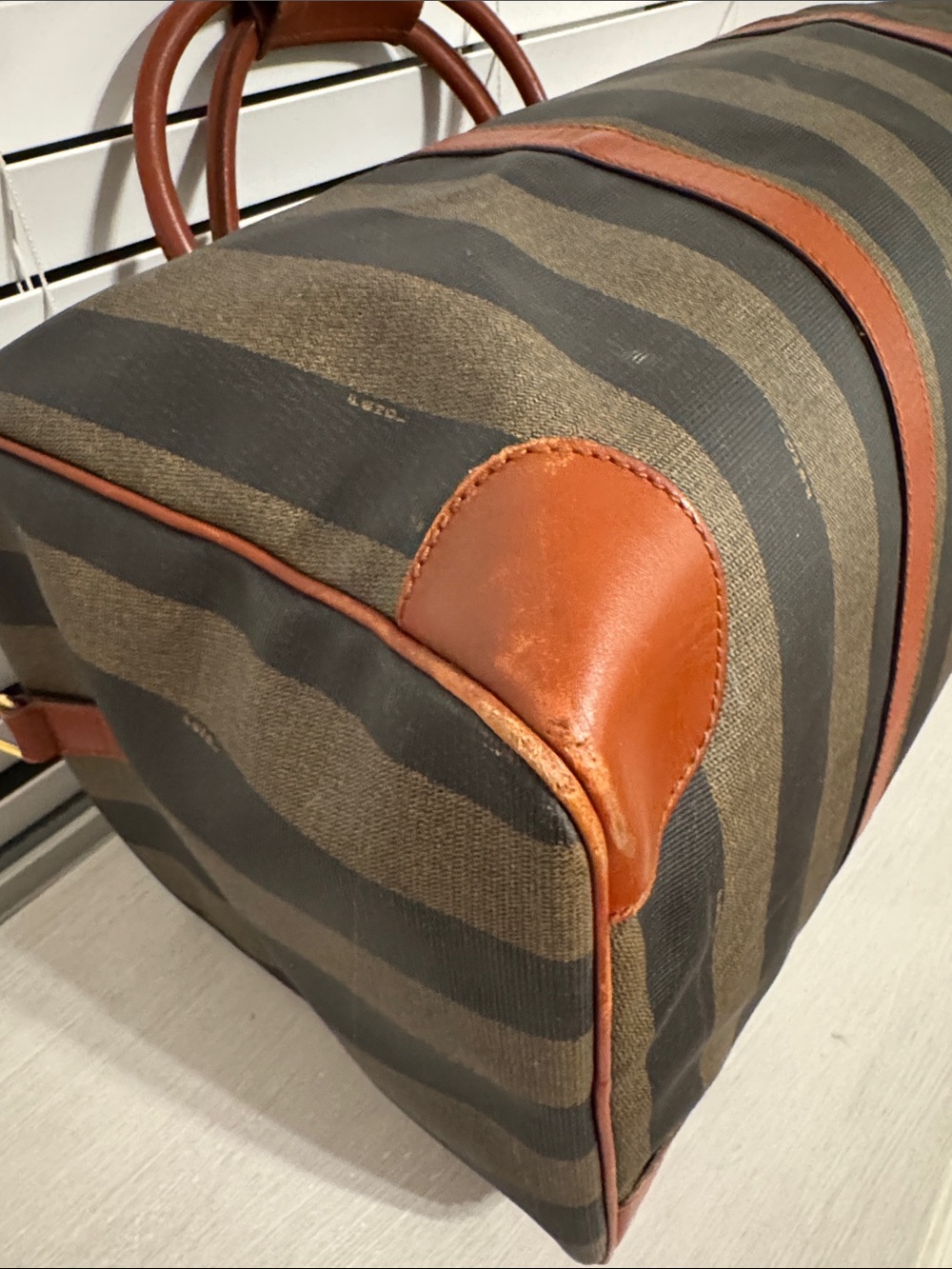 Fendi Vintage Pequin Striped Boston Bag Overnight Duffel - Picture 6 of 14